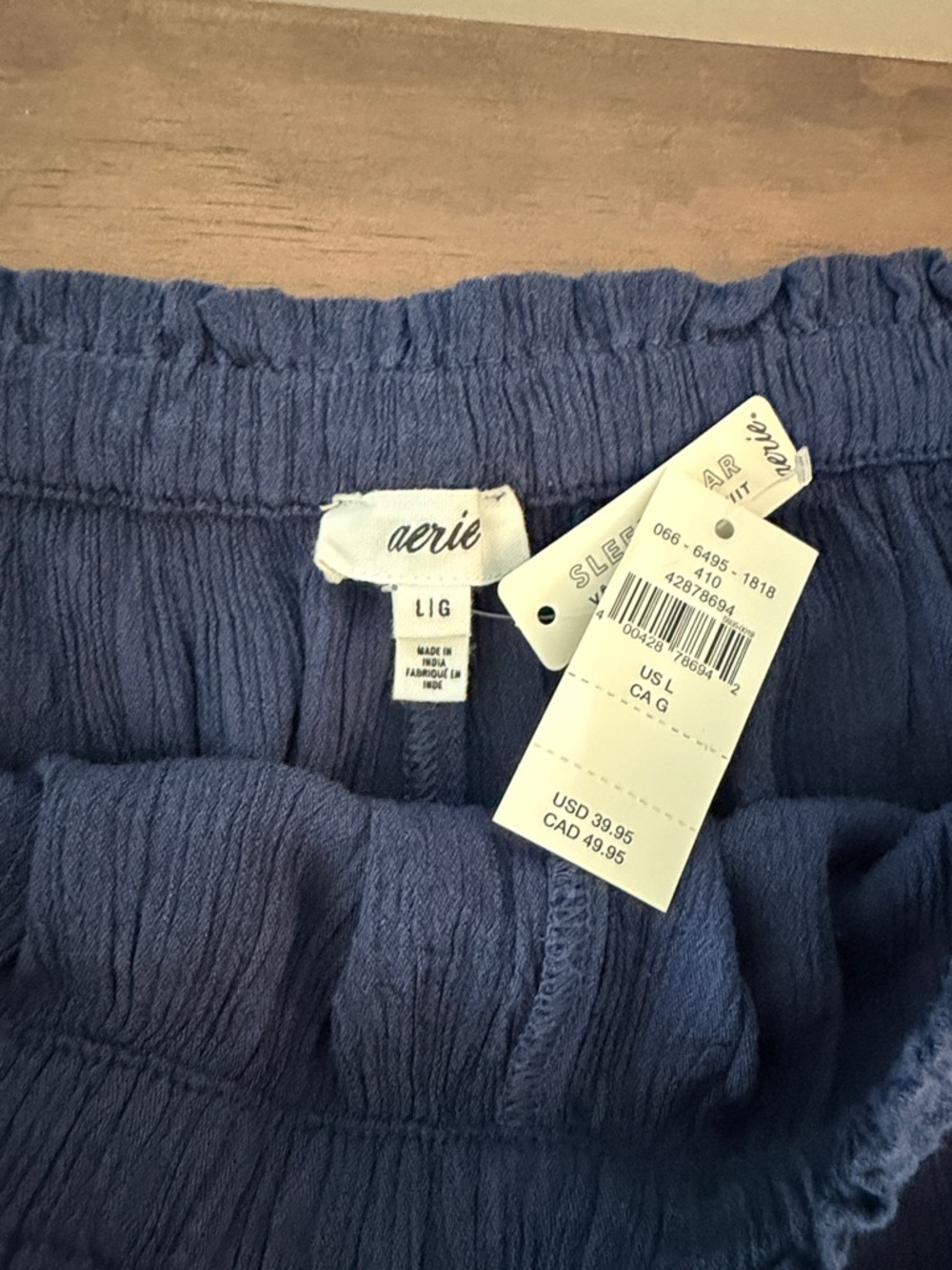 aerie Navy Blue Crochet Trim Lounge Shorts - Picture 4 of 6